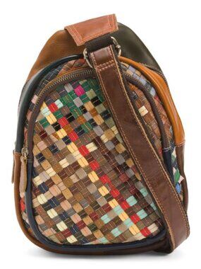 AMERILEATHER Leather Woven Crossbody